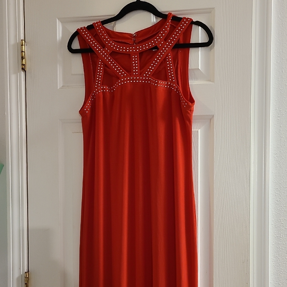 Spense Red Studded Midi Dress - Picture 1 of 10